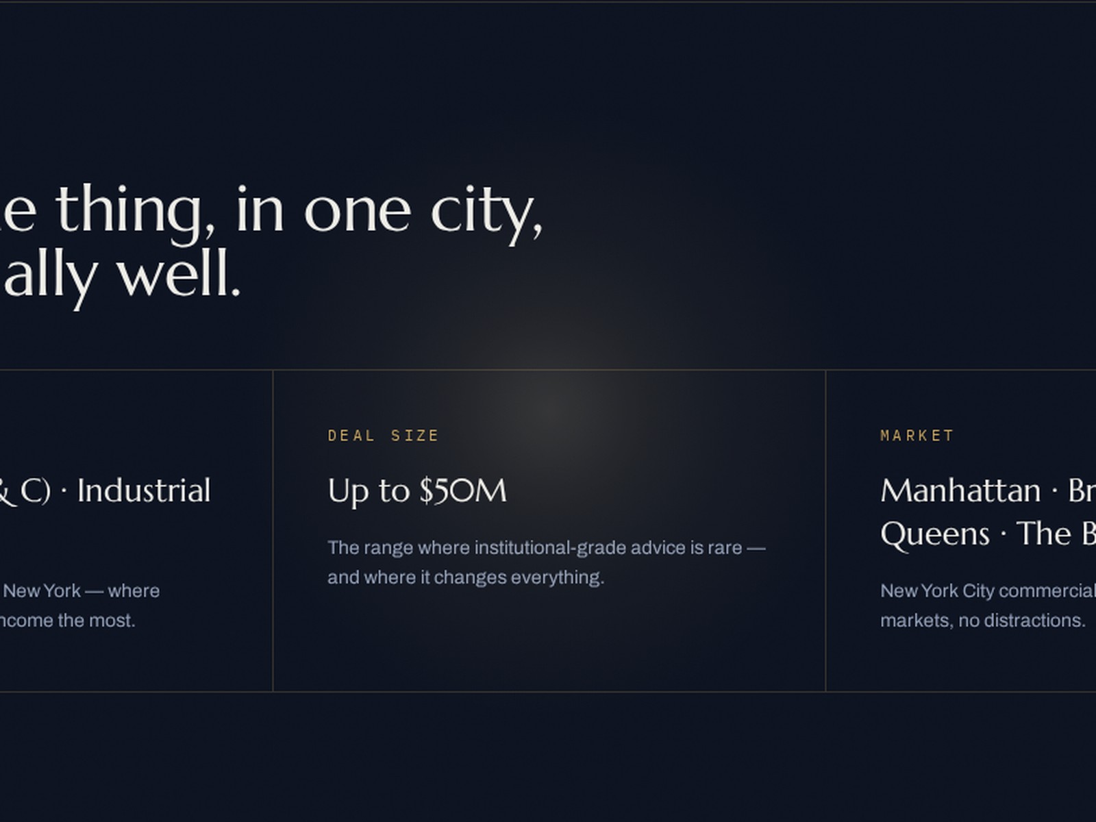 Commercial real estate advisory services on the live site